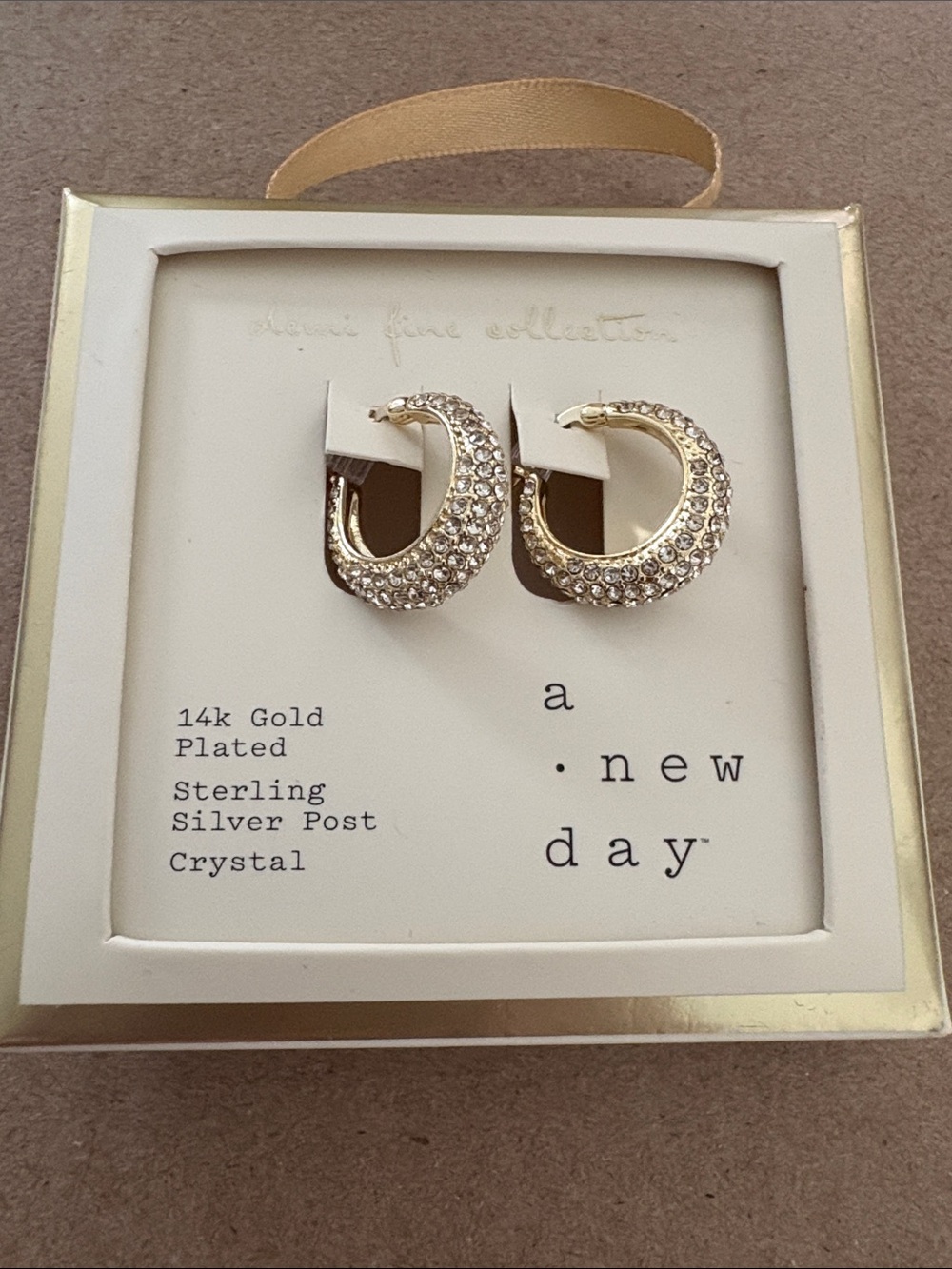 a new day Gold Plated Crystal C-Hoop Earrings